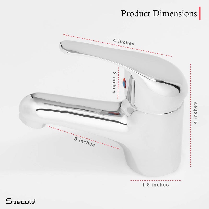 Specule Specule Fission Brass Chrome Finish Hot Cold Single Lever Basin Mixer with Brass Mixer Legs and Mounting Hardware Mixer tap for Wash Basin Chrome - Image 4