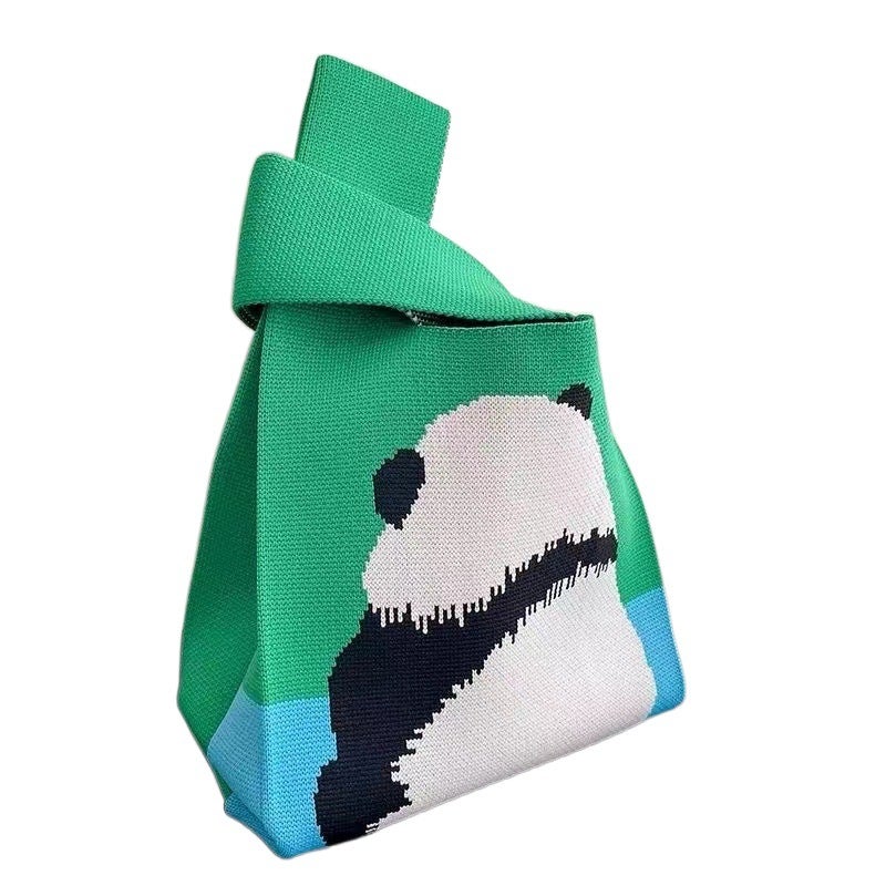 Ins Net Red Handbag Female Knitted Wool Bucket Bag Bag Casual Tote Bag Lunch Bag - Image 5