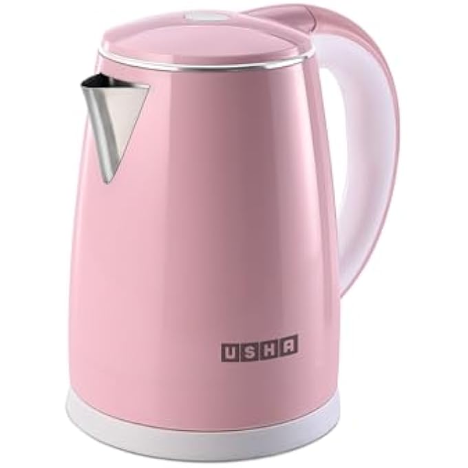 Usha Cool Touch Electric Kettle 1800 Watt18 LiterDouble Layered Cool Touch Outer BodySafety With Auto CutOff FunctionSs304 Grade Stainless Steel Inner BodyWider Mouth2 Years Warranty Pink - Image 1