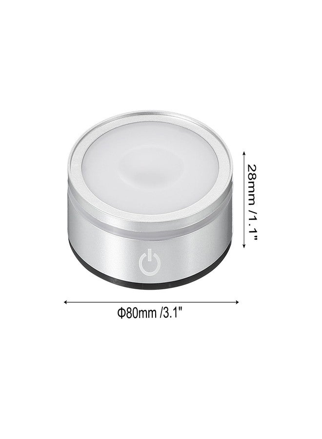 باتيكيل قاعدة إضاءة LED دائرية مانعة للانزلاق من باتيكيل، قاعدة إضاءة LED متعددة الألوان بستة أوضاع إضاءة، مناسبة لتزيين الحفلات بالكرة الزجاجية الكريستالية ثلاثية الأبعاد، فضية اللون - Image 2