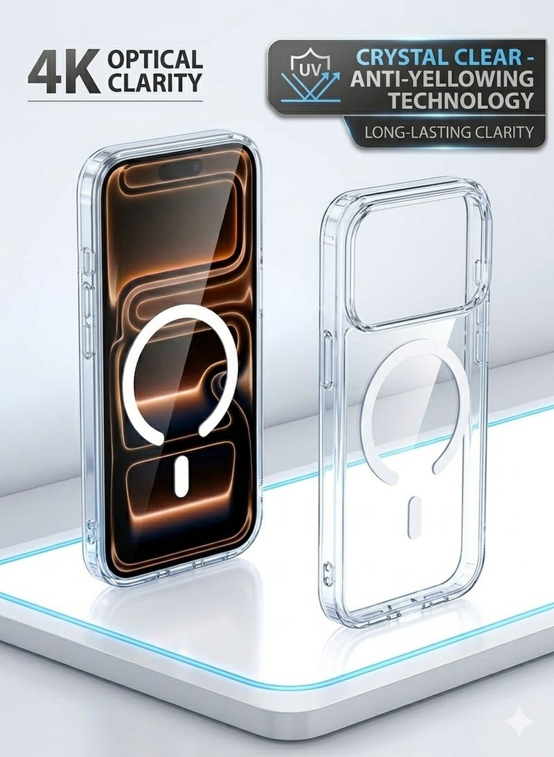إكسيفين كفر شفاف كريستال لهاتف Apple iPhone 17 Pro Max مضاد للاصفرار والصدمات والخدوش – غطاء حماية شفاف قوي مقاوم للسقوط لآيفون 17 برو ماكس 6.9 إنش عالي الوضوح نحيف وأنيق - Image 1