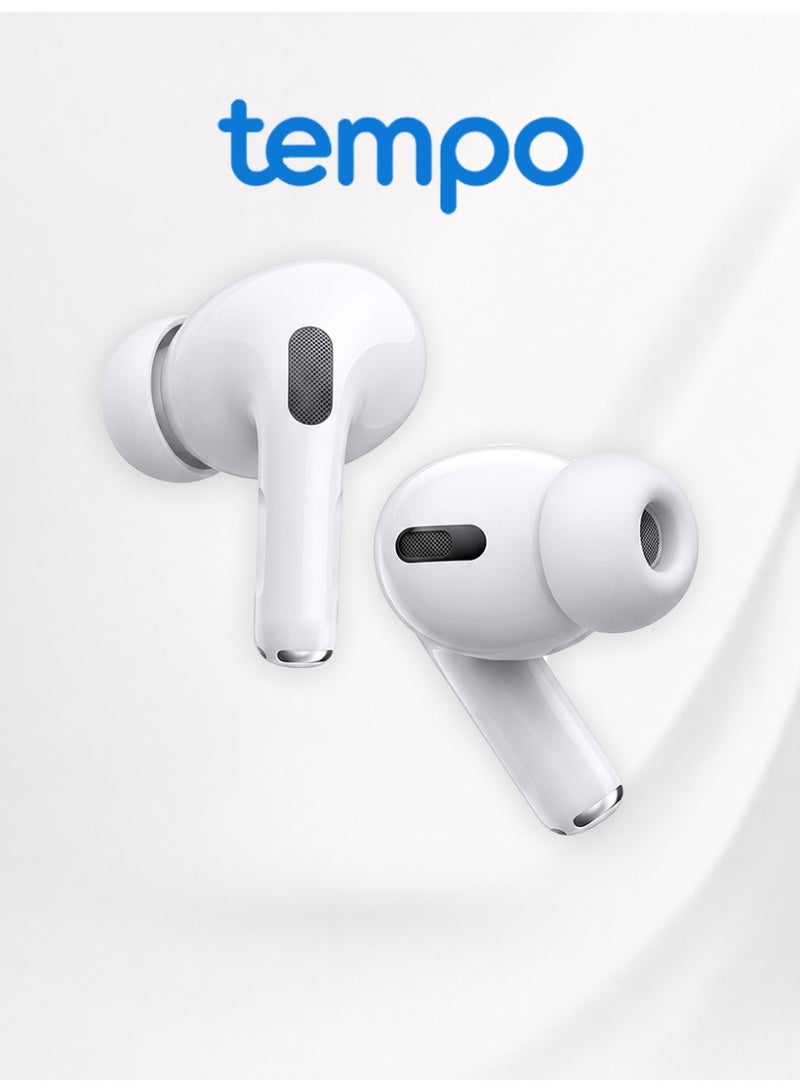 Tempo True Wireless In-Ear Earbuds, Adaptive Noise Reduction, Transparent Mode, For Commute Office Gym Travel, Surround Stereo USB-C & Wireless Charging White Earphones - Image 5