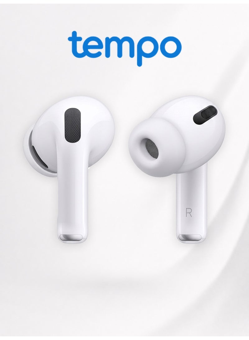 Tempo True Wireless In-Ear Earbuds, Adaptive Noise Reduction, Transparent Mode, For Commute Office Gym Travel, Surround Stereo USB-C & Wireless Charging White Earphones - Image 4