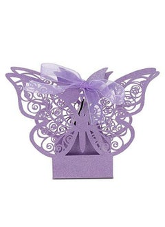 Zerodis 100 Pcs Wedding Favor Box Multicolor Cube Butterfly Candy Box Sugar Chocolate Foldable Boxes For Birthday Wedding Party Favor(Light Purple)  - Image 1
