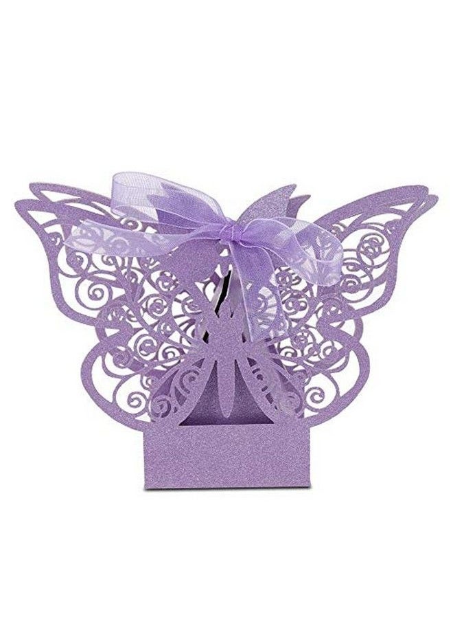 Zerodis 100 Pcs Wedding Favor Box Multicolor Cube Butterfly Candy Box Sugar Chocolate Foldable Boxes For Birthday Wedding Party Favor(Light Purple)  - Image 1