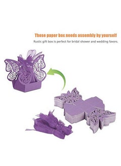 Zerodis 100 Pcs Wedding Favor Box Multicolor Cube Butterfly Candy Box Sugar Chocolate Foldable Boxes For Birthday Wedding Party Favor(Light Purple)  - Image 5
