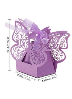 Zerodis 100 Pcs Wedding Favor Box Multicolor Cube Butterfly Candy Box Sugar Chocolate Foldable Boxes For Birthday Wedding Party Favor(Light Purple)  - Image 4