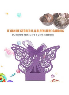 Zerodis 100 Pcs Wedding Favor Box Multicolor Cube Butterfly Candy Box Sugar Chocolate Foldable Boxes For Birthday Wedding Party Favor(Light Purple)  - Image 3