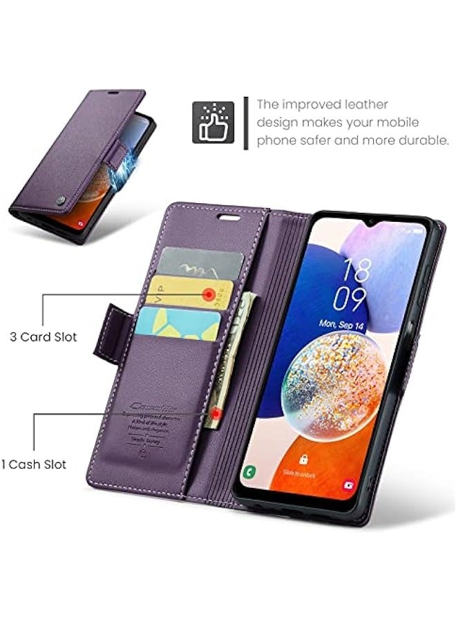 Premium PU Leather Wallet Case for Samsung Galaxy A15 4G\/5G - Purple  - Image 2