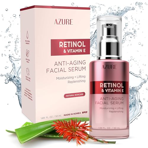 Azure Cosmetics Retinol Serum For Face Dermatologist Tested Anti Aging for Dark Spots Skin Smoothing Vitamin E for Replenishing Skin Renewal Vegan Clean Beauty Korean Skin Care 169 oz
