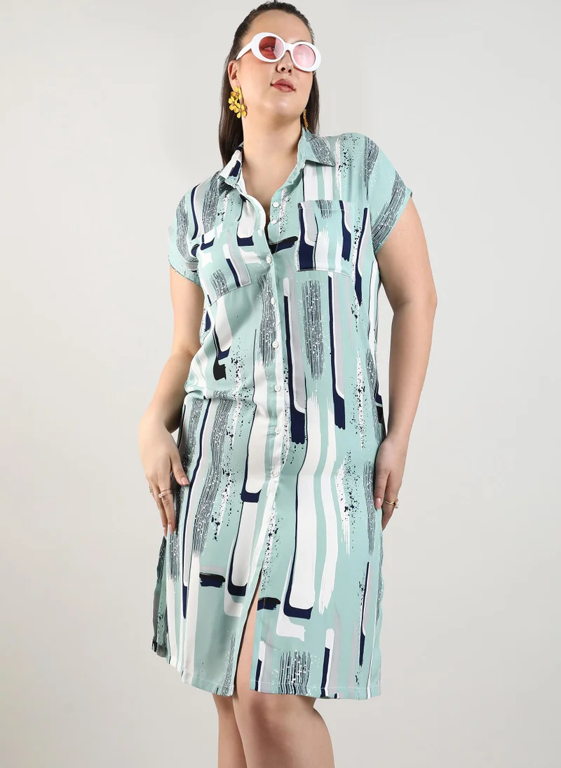 Instafab Plus Abstract Print Dress