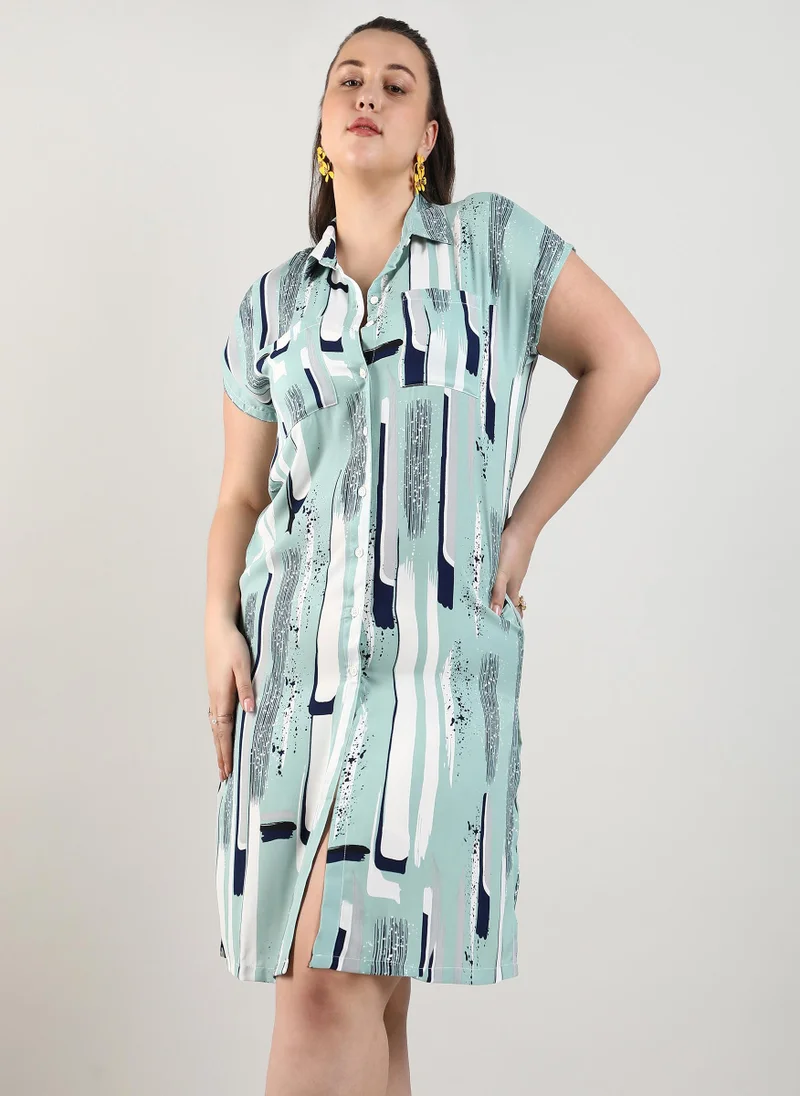 Instafab Plus Abstract Print Dress