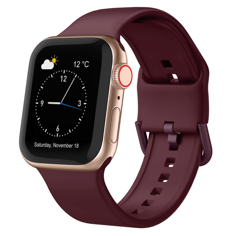 CHOiCE For Watch Series 3 38mm Pin Buckle Silicone Watch Band(Wine Red) - Image 1