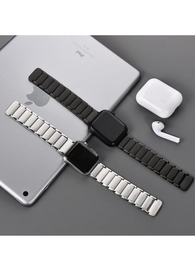Excefore - Metal Straps Compatible with Apple Watch 45mm/44mm, Magnetic Metal iWatch Replacement Bands, Stainless Steel Strap for Apple Watch Series 7/6/5/4/SE (Sliver) - Image 1