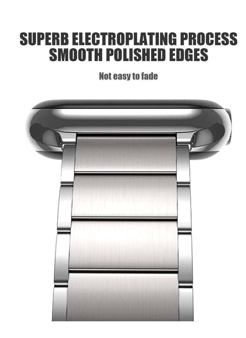 Excefore - Metal Straps Compatible with Apple Watch 45mm/44mm, Magnetic Metal iWatch Replacement Bands, Stainless Steel Strap for Apple Watch Series 7/6/5/4/SE (Sliver) - Image 1