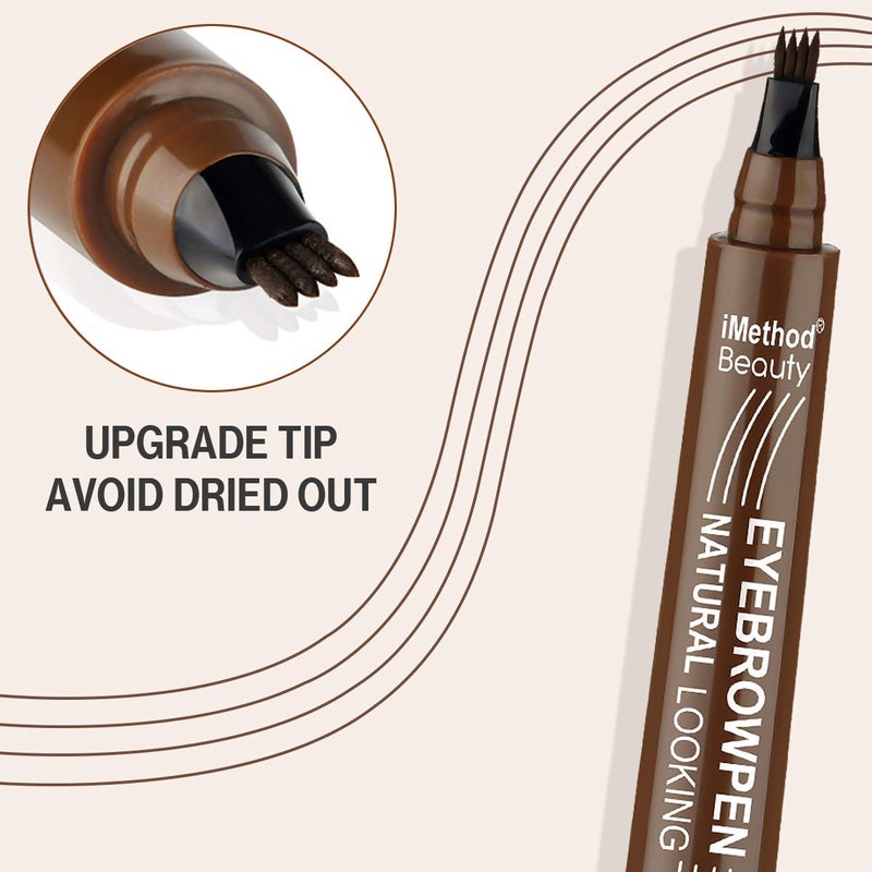 iMethod قلم حواجب iMethod - قلم تاتو حواجب مطور، مكياج حواجب، يدوم طويلاً، مقاوم للماء ومضاد للتلطخ، بني داكن - Image 2