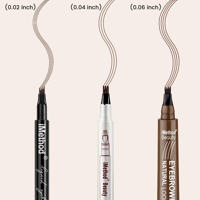 iMethod قلم حواجب iMethod - قلم تاتو حواجب مطور، مكياج حواجب، يدوم طويلاً، مقاوم للماء ومضاد للتلطخ، بني داكن - Image 3