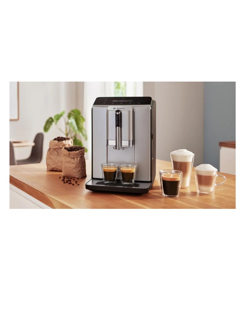 BOSCH Fully automatic coffee machine Series 2 Pump pressure 15.0 bar Volume water tank 1.4 l Capacity bean container 250 g Silver TIE20301 1.4 L 1300 W TIE20301 Silver - Image 2