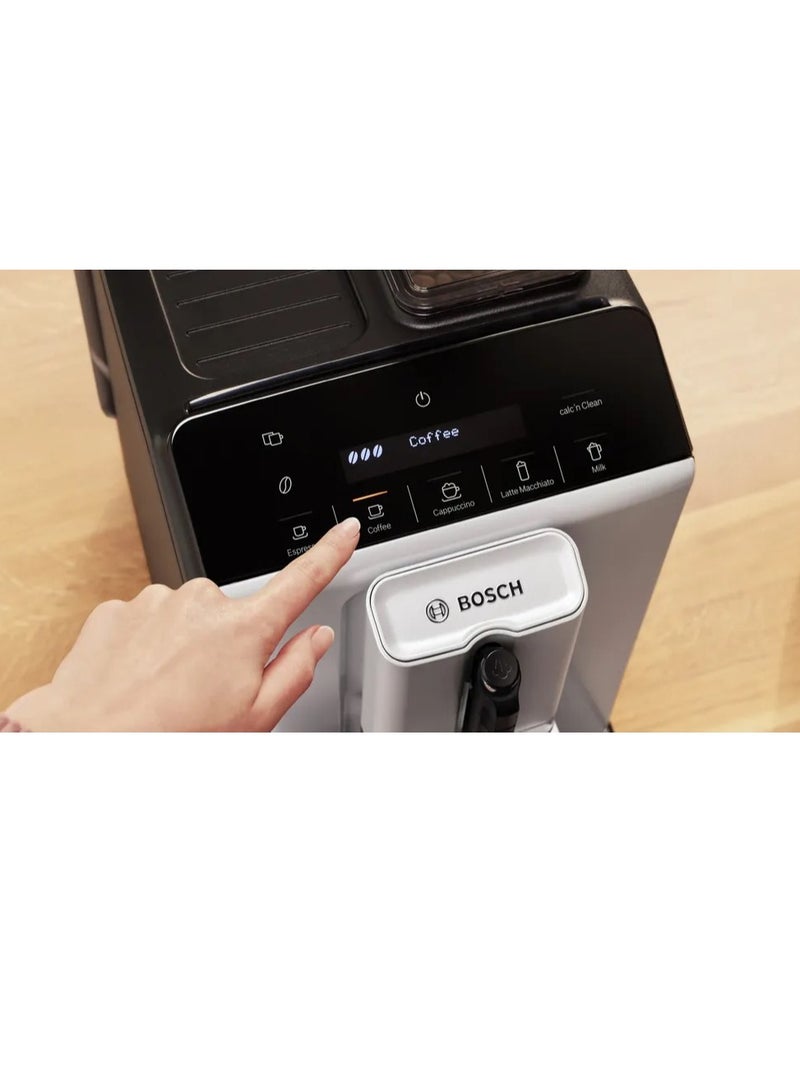 BOSCH Fully automatic coffee machine Series 2 Pump pressure 15.0 bar Volume water tank 1.4 l Capacity bean container 250 g Silver TIE20301 1.4 L 1300 W TIE20301 Silver - Image 3
