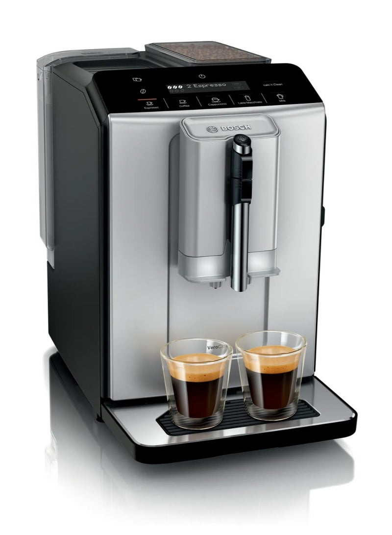 BOSCH Fully automatic coffee machine Series 2 Pump pressure 15.0 bar Volume water tank 1.4 l Capacity bean container 250 g Silver TIE20301 1.4 L 1300 W TIE20301 Silver - Image 1