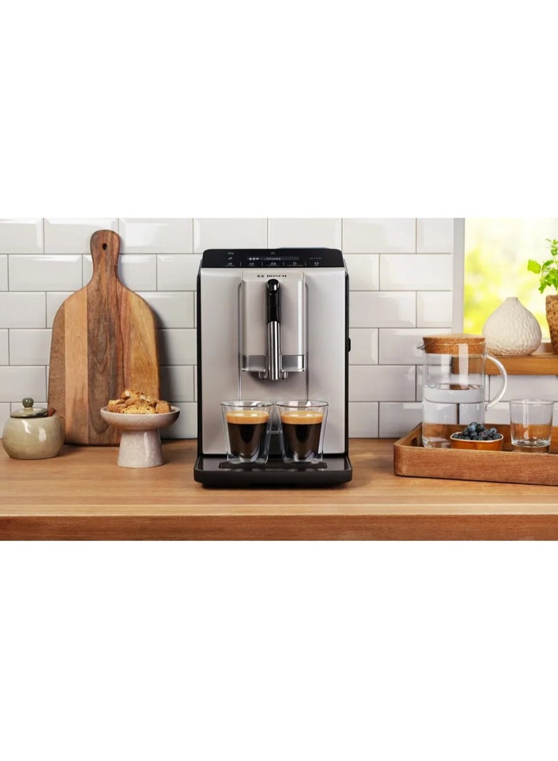 BOSCH Fully automatic coffee machine Series 2 Pump pressure 15.0 bar Volume water tank 1.4 l Capacity bean container 250 g Silver TIE20301 1.4 L 1300 W TIE20301 Silver - Image 4