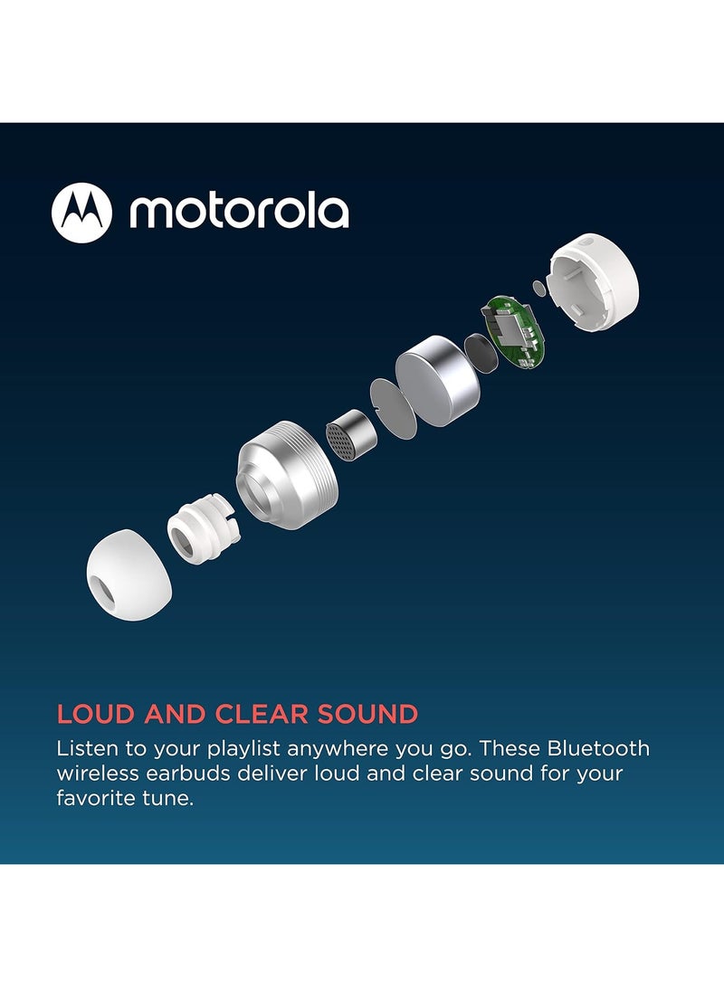Motorola Sound Moto Buds 120 | Wireless Earphones | Bluetooth | Waterproof and Sweatproof | Touch and Voice Control White - Image 4