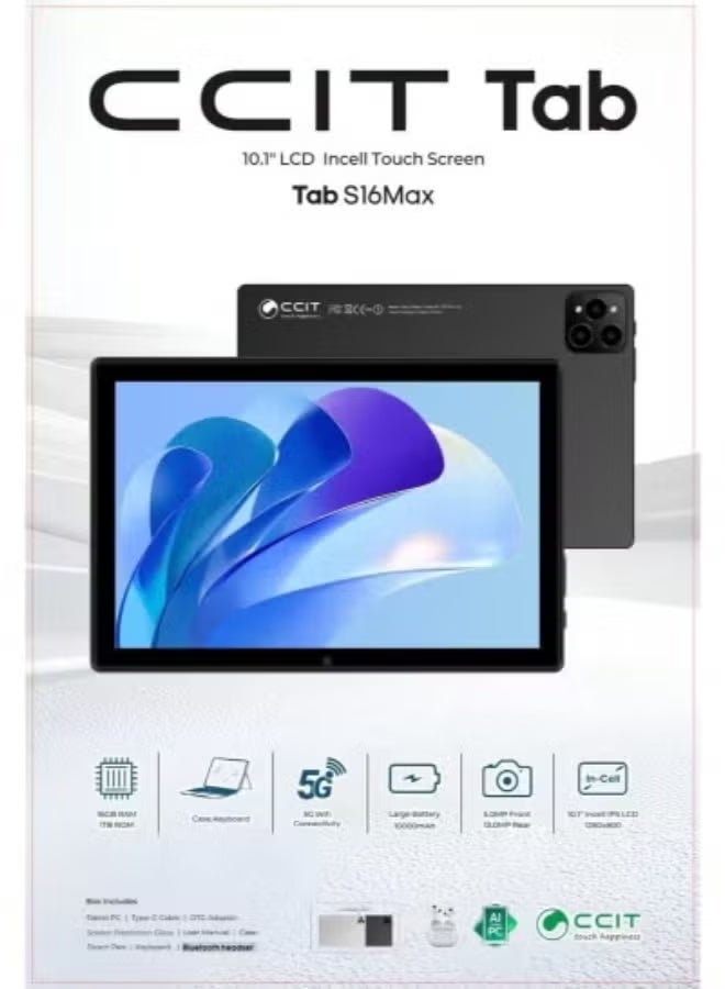 CCIT Tab S16Max 10.1" Android 12 Tablet with 128GB ROM and Expandable Storage, 5G WiFi Connectivity, 10000mAh Battery, HD Display, Dual Camera, Includes Keyboard & Protective Case – Fast, Reliable, and Portable Tablet for Study, Work, Gaming & Entertainment - Image 4
