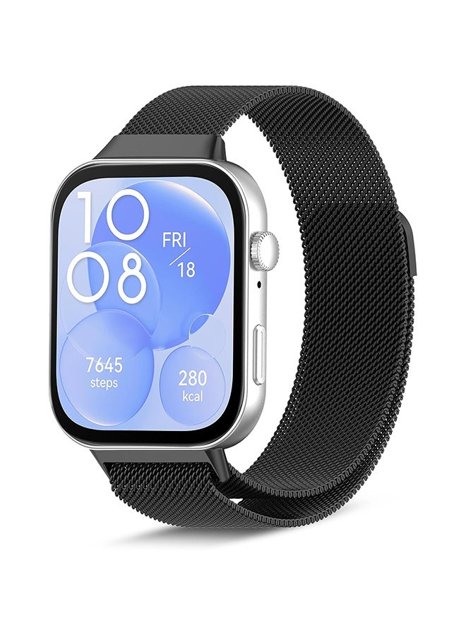 O Ozone Strap Compatible with Huawei Watch Fit 4 / Fit 4 Pro/Fit 3, Metal Mesh with Magnetic Closure, Magnetic Milanese Loop Replacement for Men Women- Black - Image 1