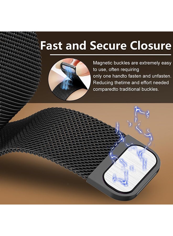 O Ozone Strap Compatible with Huawei Watch Fit 4 / Fit 4 Pro/Fit 3, Metal Mesh with Magnetic Closure, Magnetic Milanese Loop Replacement for Men Women- Black - Image 3