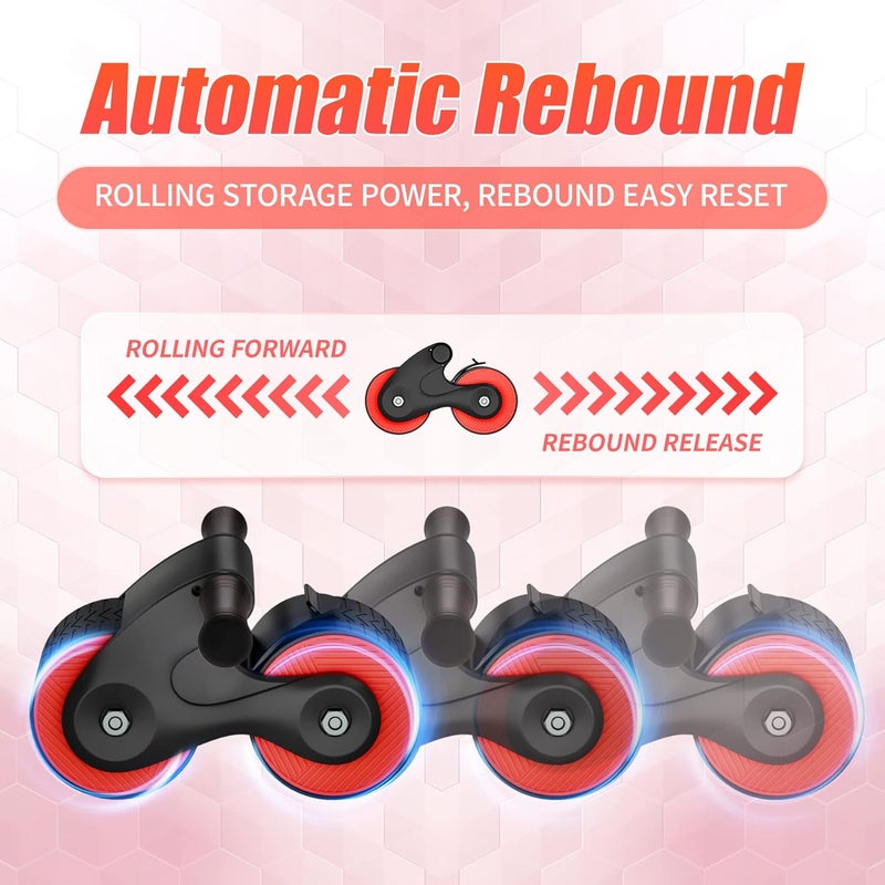 Exnemav Ab Roller Wheel with Knee Pads Automatic Rebound Abdominal Wheel for Core Strength Training Home Gym Equipment Exercise and Fitness Machine for Men & Women - Image 3