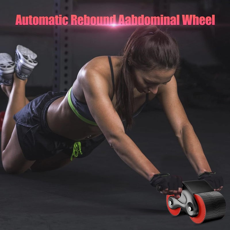 Exnemav Ab Roller Wheel with Knee Pads Automatic Rebound Abdominal Wheel for Core Strength Training Home Gym Equipment Exercise and Fitness Machine for Men & Women - Image 2