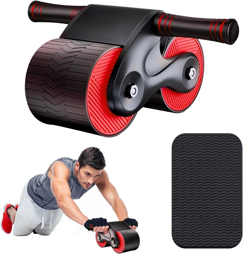 Exnemav Ab Roller Wheel with Knee Pads Automatic Rebound Abdominal Wheel for Core Strength Training Home Gym Equipment Exercise and Fitness Machine for Men & Women - Image 1