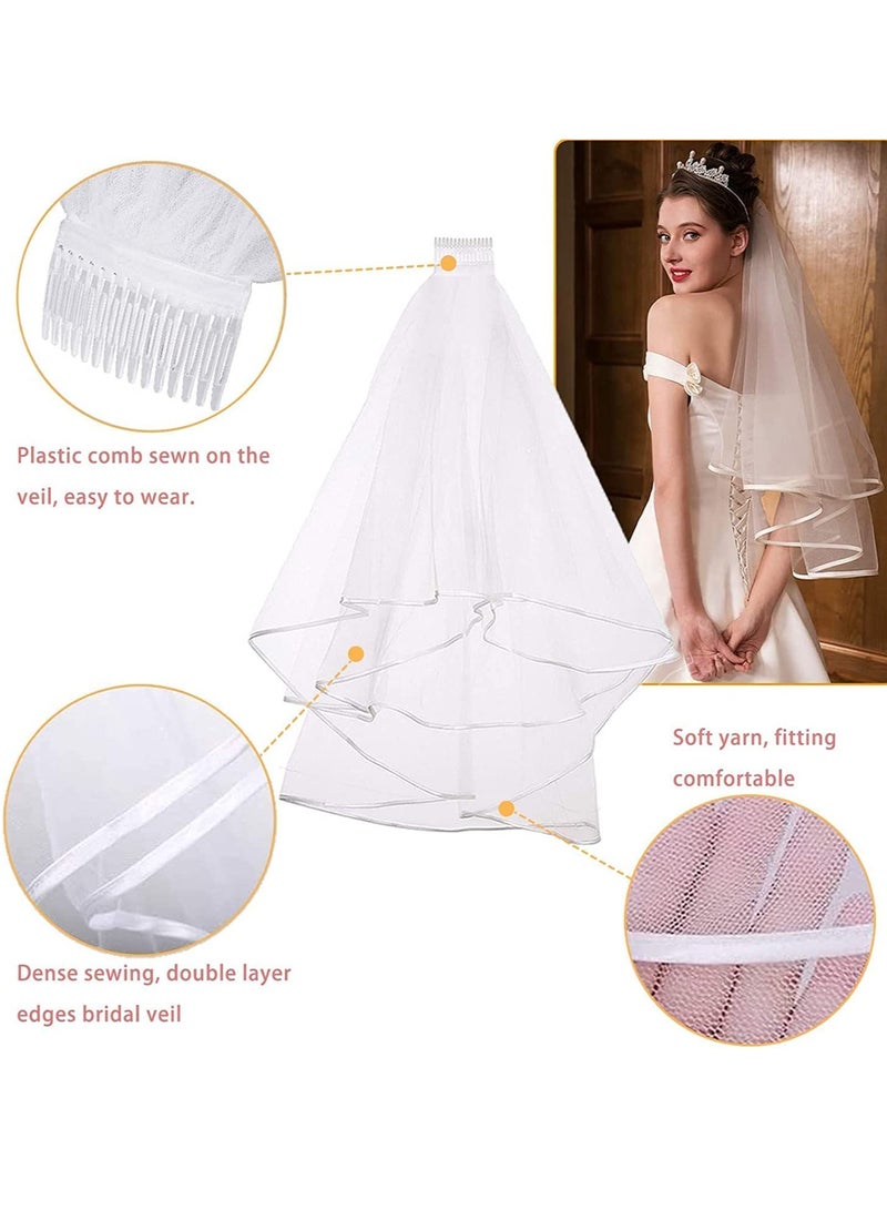 KASTWAVE Bachelorette Party Decorations, 17 Pieces Bridal Shower Decoration, Bride to Be Set with Satin Sash, Garter, Rosette Brooch, Headband, Tiara, Veil, Pink Glasses, Stickers - Image 3