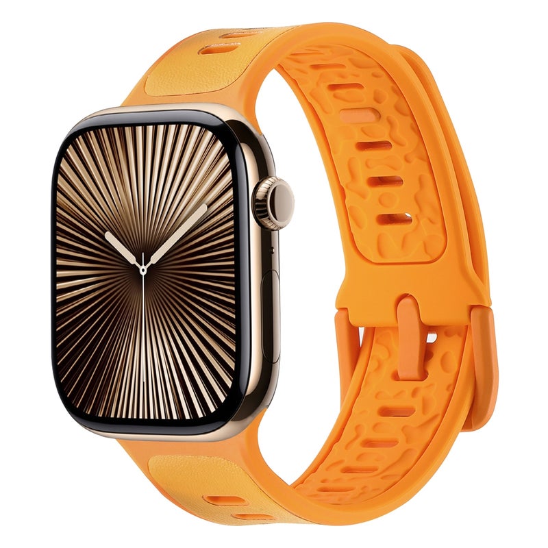 CHOiCE For Watch Series 10 46mm Leather Skin Silicone Watch Band(Orange) - Image 1