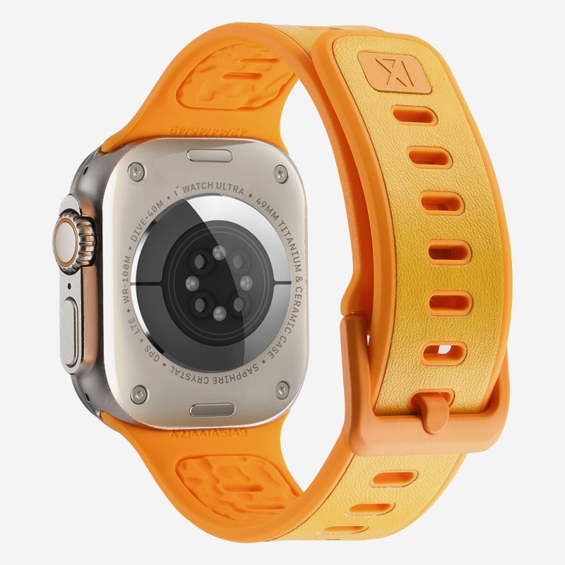 CHOiCE For Watch Series 10 46mm Leather Skin Silicone Watch Band(Orange) - Image 2