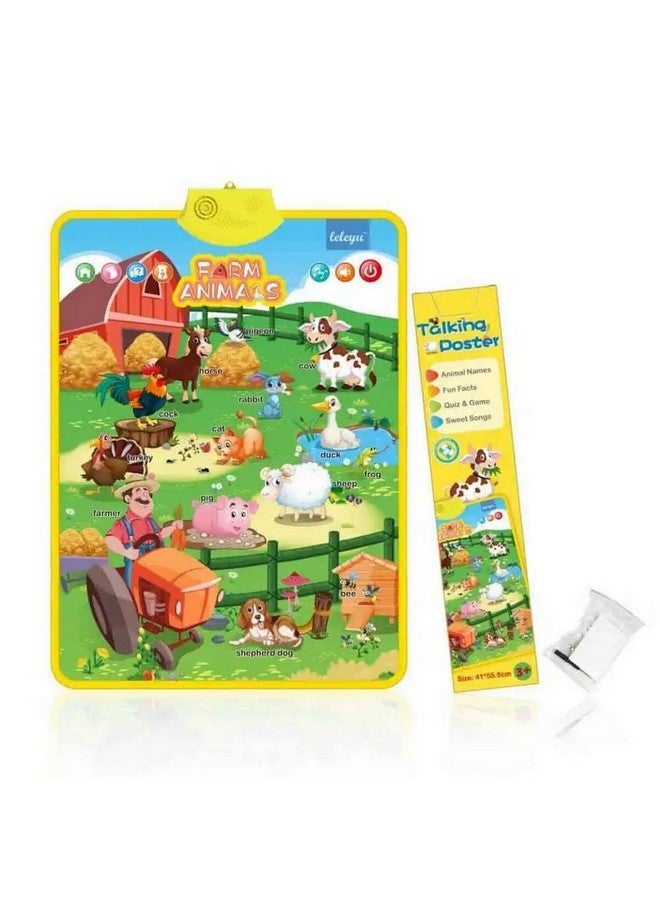Interactive Talking Learning Farm Animal Poster Multicolour 41 x 55.5 cm MKT-N046002