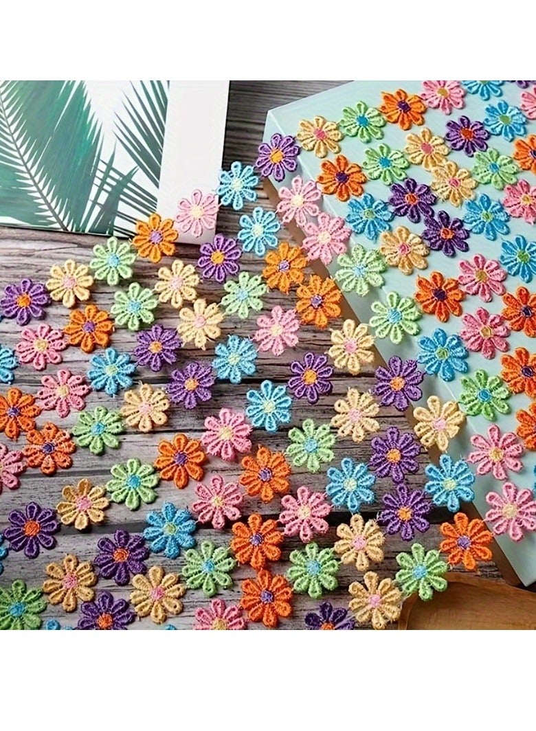 Generic Lace Trim Daisy Flowers Sewing Ribbon Colorful Embroidered Applique Fabric With 2.5CM 15Yards for Decorations Crafts Supplies Wedding Dresses Embellishment Party Decor Clothes - Image 5