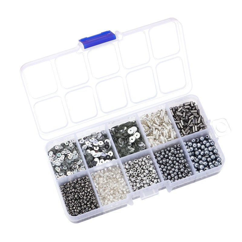Hiswan Assorted Beads for Jewelry Making Glass Seed Bugle Tube Beads Loose Sequins Multiple Sizes for Crafts Sewing Jewelry Making
