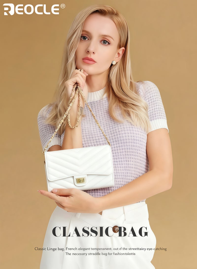 ريوكل حقيبة الكتف ذات السلسلة النسائية مع تخزين فعال وتصميم ميني - حقيبة عصرية للكتف مع ميزة الحمالة الجانبية لحمل المستلزمات اليومية - Image 1