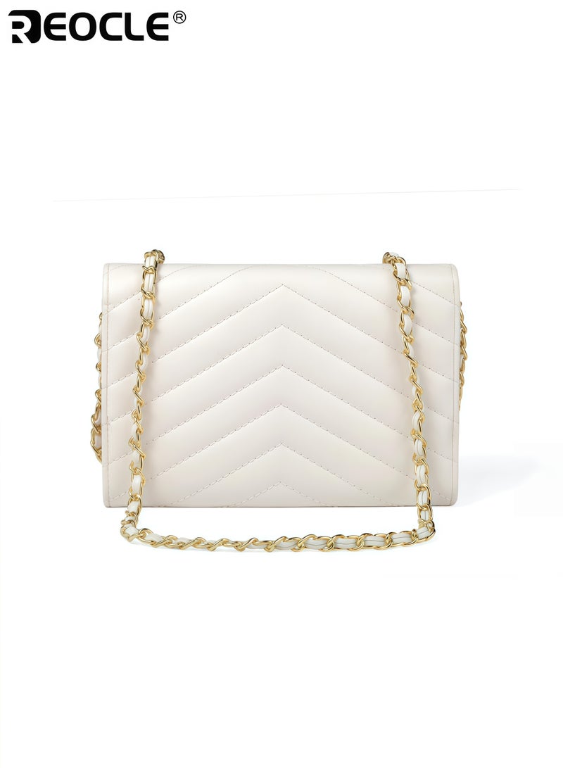 ريوكل حقيبة الكتف ذات السلسلة النسائية مع تخزين فعال وتصميم ميني - حقيبة عصرية للكتف مع ميزة الحمالة الجانبية لحمل المستلزمات اليومية - Image 5