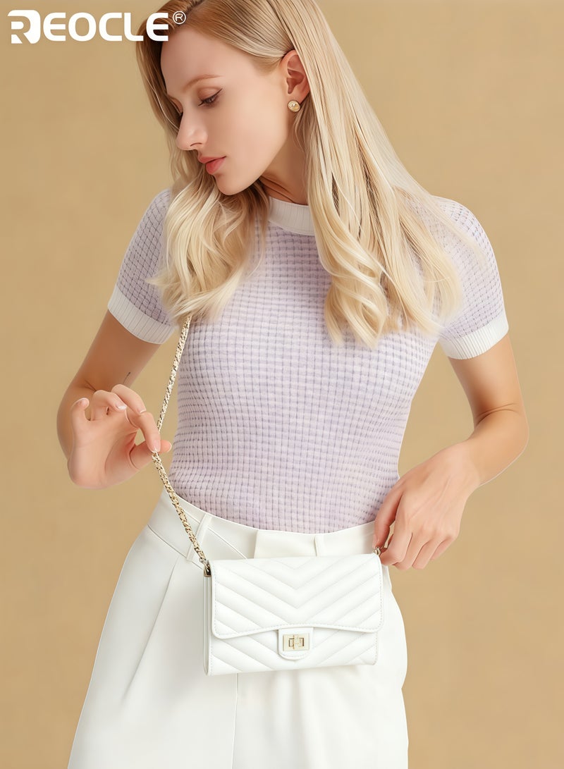 ريوكل حقيبة الكتف ذات السلسلة النسائية مع تخزين فعال وتصميم ميني - حقيبة عصرية للكتف مع ميزة الحمالة الجانبية لحمل المستلزمات اليومية - Image 2