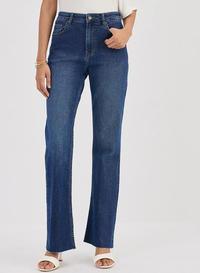 Blue Mid-Rise Bootcut Jeans