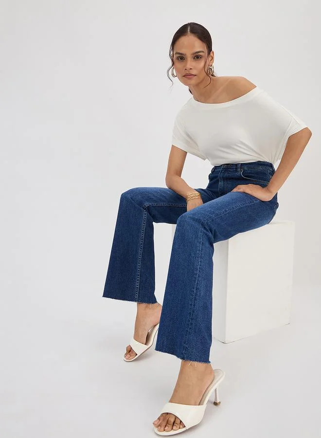 Femmella  Blue Mid-Rise Bootcut Jeans for Women | Best Price UAE