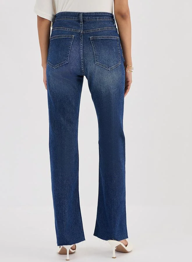 Femmella  Blue Mid-Rise Bootcut Jeans for Women | Best Price UAE