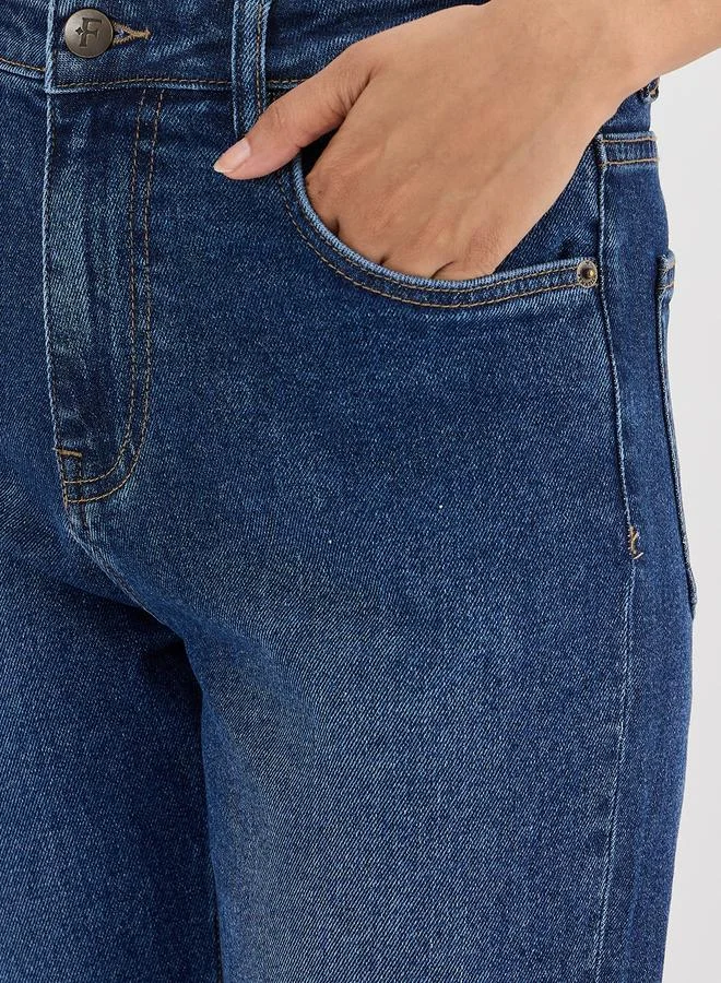 Femmella  Blue Mid-Rise Bootcut Jeans for Women | Best Price UAE