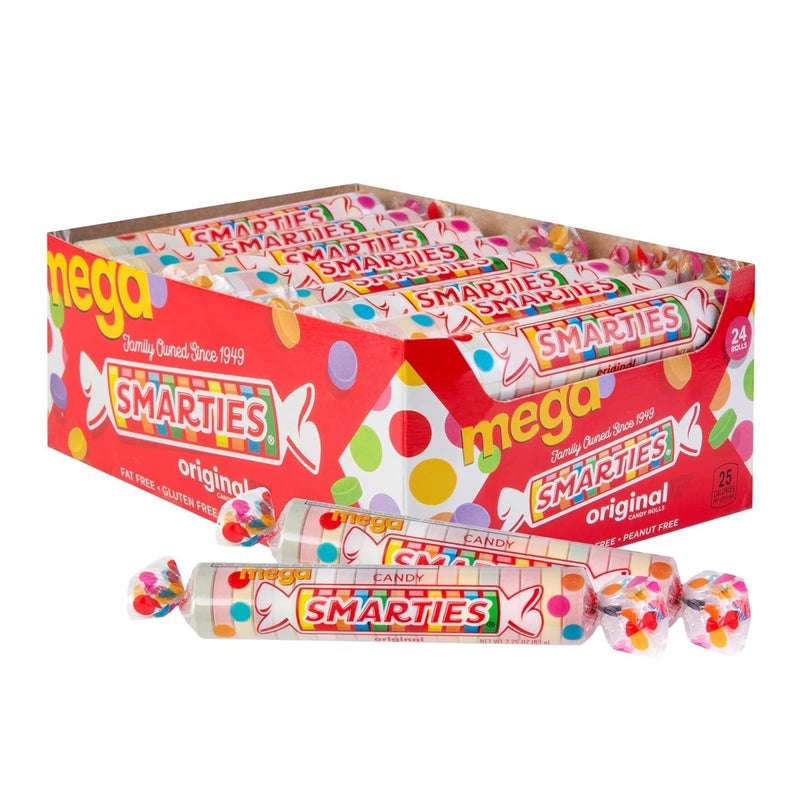 Smarties Candy Mega Rolls - Gluten & Vegan Free - Assorted Flavor Treat - Peanut Free Plant Derived Ingredients - Ideal Halloween Candy - Individually Wrapped Bulk Candy - 54oz Box (Pack of 1) - Image 1
