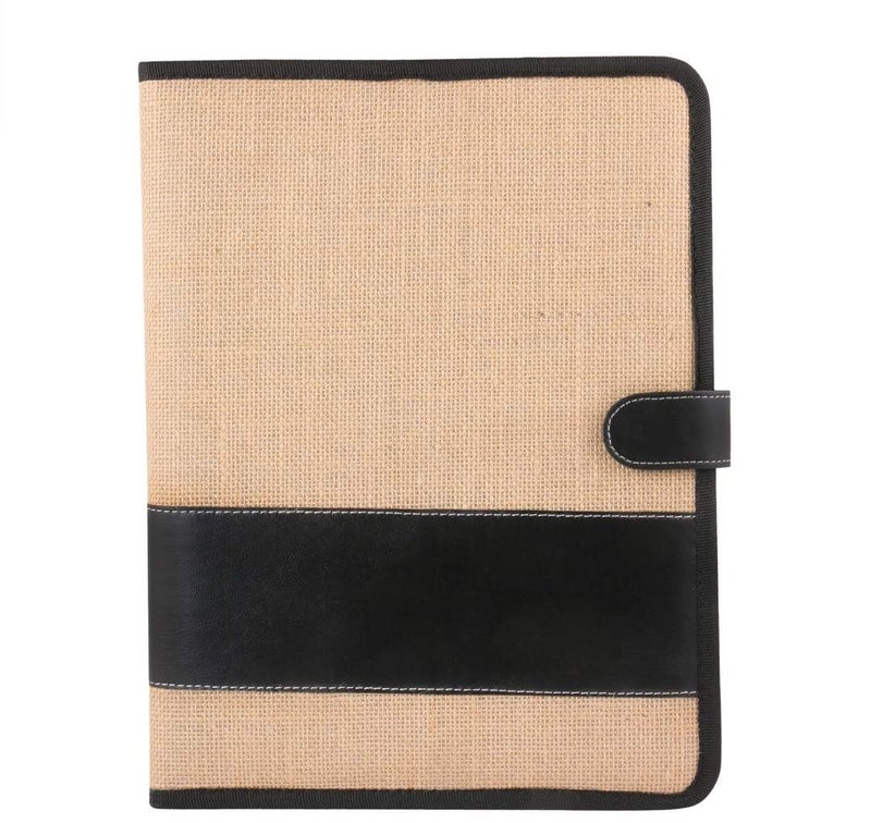 Campio Eco-Friendly Jute File Folder | Handcrafted Document Folder with Button Closure | Reusable Office & Conference File Holder (Black Magnet Jute) - Image 5