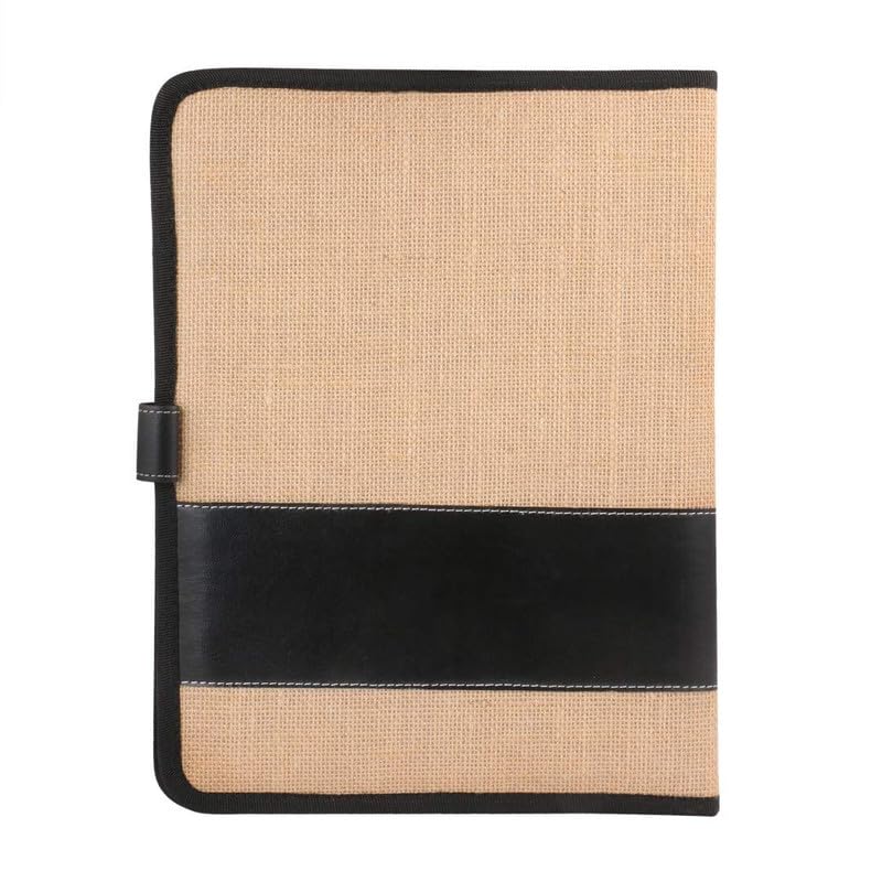 Campio Eco-Friendly Jute File Folder | Handcrafted Document Folder with Button Closure | Reusable Office & Conference File Holder (Black Magnet Jute) - Image 3
