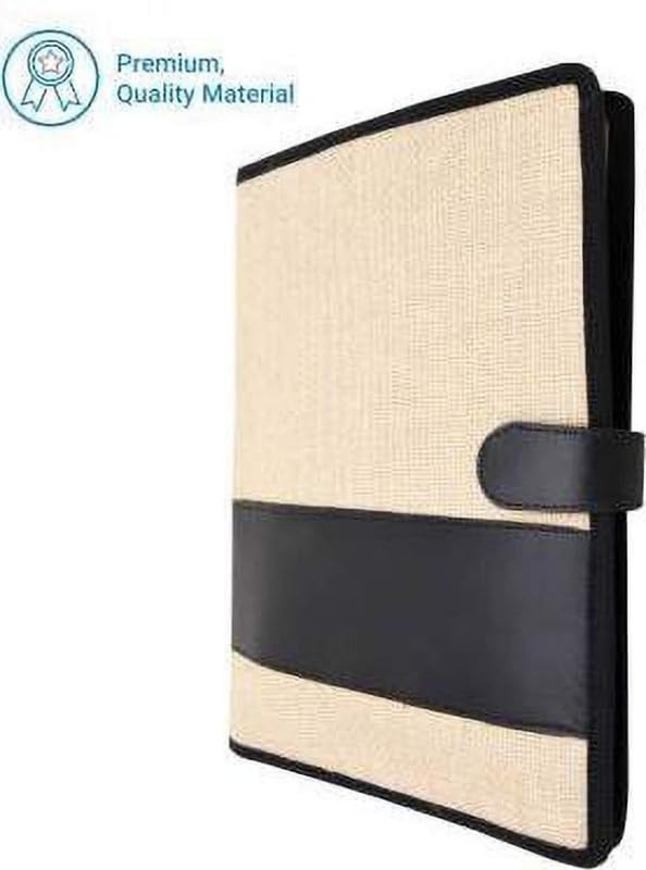 Campio Eco-Friendly Jute File Folder | Handcrafted Document Folder with Button Closure | Reusable Office & Conference File Holder (Black Magnet Jute) - Image 4