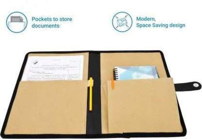 Campio Eco-Friendly Jute File Folder | Handcrafted Document Folder with Button Closure | Reusable Office & Conference File Holder (Black Magnet Jute) - Image 2